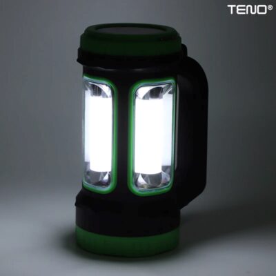 Lanterna Solara de Camping Portabila, 2 Moduri de Alimentare, 5 Moduri de Iluminare, Port USB, Reincarcabila, Verde, TENO270