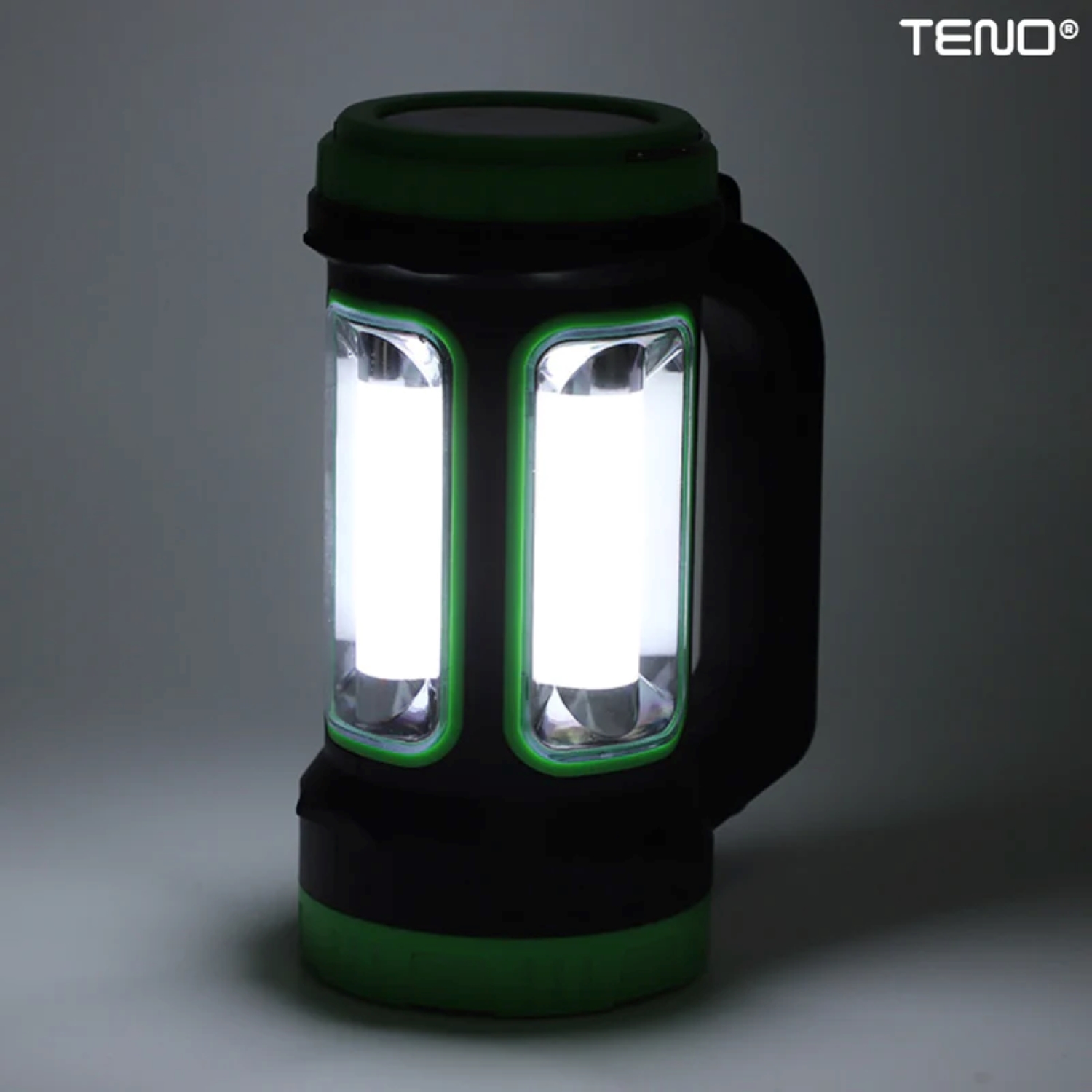 Lanterna Solara de Camping Portabila, 2 Moduri de Alimentare, 5 Moduri de Iluminare, Port USB, Reincarcabila, Verde, TENO270