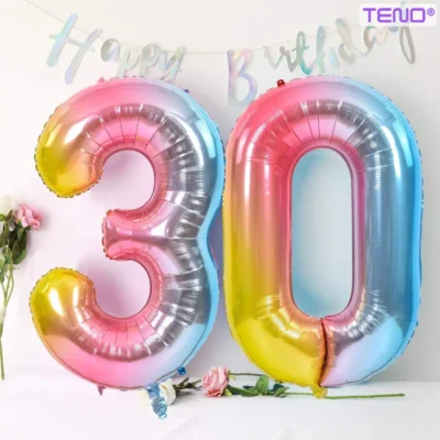 Set 14 Baloane, Cifra 3, Pentru Petreceri/Aniversari/Evenimente, Coronita, Balon Cifra, Baloane Clasice, Multicolor, TENO1045