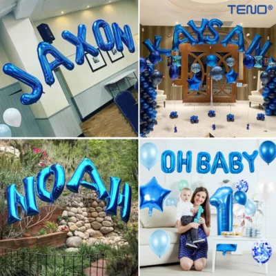 Balon in Forma de Litera A, Metalizat, Pentru Petreceri/Aniversari/Evenimente, 40 cm, Rezistent, Folie, Albastru, TENO1021