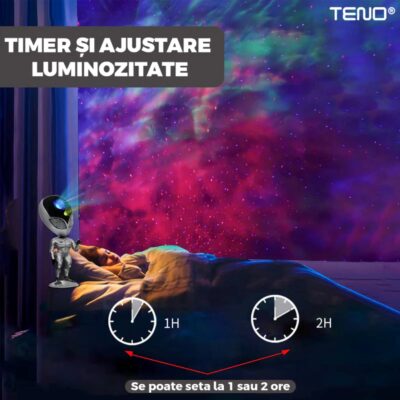 Proiector de Lumini Tip Extraterestru cu Telecomanda si Timer, 8 Moduri de Proiectie, Rotire 360 Grade, Ajustare Luminozitate, TENO545