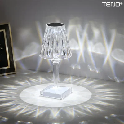 Lampa Ambientala Cristal LED, Veioza, Portabila, 3 Moduri de Iluminare, Intensitate Ajustabila, Tactila, Incarcare USB, TENO1219