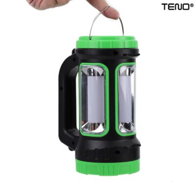 Lanterna Solara de Camping Portabila, 2 Moduri de Alimentare, 5 Moduri de Iluminare, Port USB, Reincarcabila, Verde, TENO270
