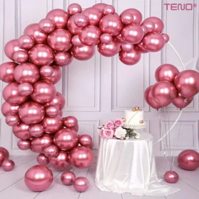 Set 10 Baloane, Confeti, Pentru Petreceri/Aniversari/Evenimente, O Singura Dimensiune, 2 Culori, Latex, Roz, TENO726