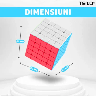 Cub Rubik Magnetic, Puzzle Rapid, Fara Autocolante, Dezvoltarea Inteligentei, 5x5x5, Multicolor, TENO366