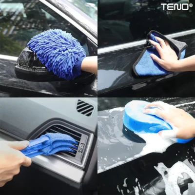 Set Premium 26 Piese Detailing Auto, 5 Pensule Detaliu, Burete Aplicator,Laveta Microfibra, Perii Aer Conditionat, Perii de Zimtate, Manusa Din Microfibra Fata-Verso, TENO677
