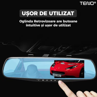 Oglinda Auto Retrovizoare cu Camera Duala, Video Full HD 1080P, Senzor G, 32GB, Night Vision, Display 2.8 inch, Linii Ghidaj Parcare, TENO493