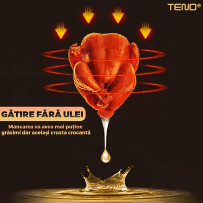 Friteuza Fara Ulei Air Fryer, Tehnologie Smart Sensing, Programe Smart Chef Automate, afisaj digital, capacitate 6 L, TENO1420