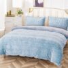 Lenjerie Pat Dublu cu Elastic, Material Pufos Cocolino, 4 Piese, Uni, Bleu, P23707-Elastic