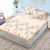 Husa Pat dublu cu Elastic, Bumbac Finet, Flori, Crem, C22195