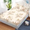 Husa Pat dublu cu Elastic, Bumbac Finet, Inflorat, Crem, C22196
