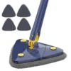 Mop Cu Cap Triunghiular, Rotire 360 Grade, Telescopic, Curatare Usoara, 4 Lavete Incluse, 127 Cm, Albastru/Galben, TENO321