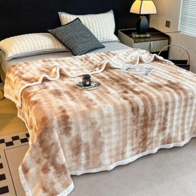 Patura cocolino Premium, 200x230 cm, Maro/Alb, J22292