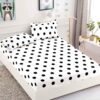 Husa Pat dublu cu elastic, Bumbac FINET, 180 x 200 cm, Buline, Alb/Negru, J23337