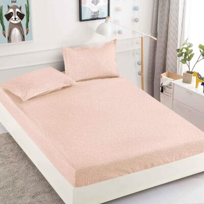 Husa Pat dublu cu elastic, Bumbac FINET, 180 x 200 cm, Model Fluturi, Crem, J23350