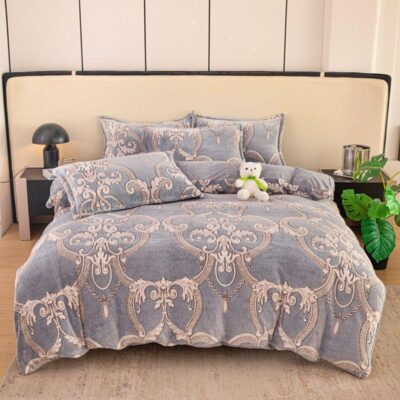 Lenjerie de Pat Single Cocolino, 4 Piese, Elegant, Gri, J23366