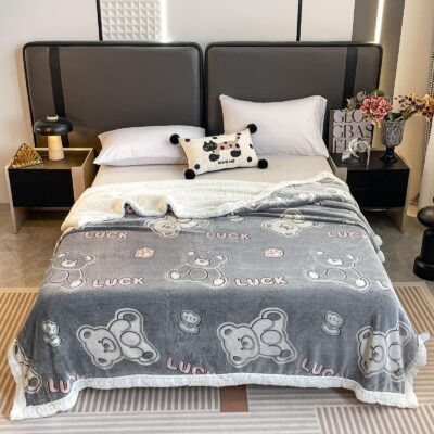 Patura Cocolino Cu Blanita, 200x230 cm, Ursuleti, Gri, J23373