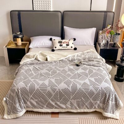 Patura Cocolino Cu Blanita, 200x230 cm, Linii, Gri, J23382
