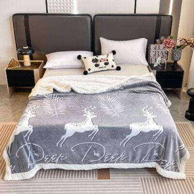 Patura Cocolino Cu Blanita, 200x230 cm, Cerbi, Gri/Alb, J23378