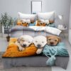 Lenjerie pat dublu, Bumbac Finet Superior, 6 Piese, Bumbac Finet, Catelusi, Multicolor, N23508