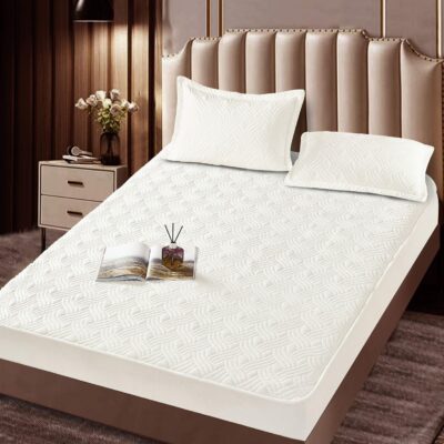 Husa Pat Matlasata cu Elastic, Topper, 180 x 200cm, Alb, J23505