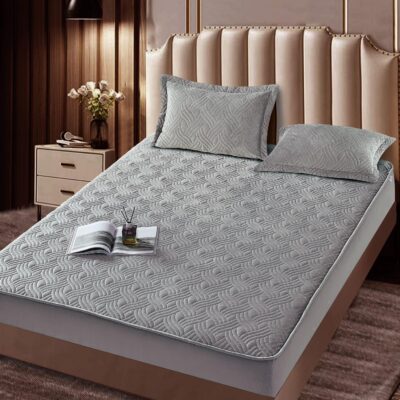 Husa Pat Matlasata cu Elastic, Topper, 180 x 200cm, Gri, J23504