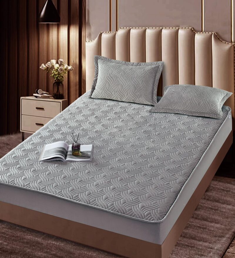 Husa Pat Matlasata cu Elastic, Topper, 180 x 200cm, Gri, J23504