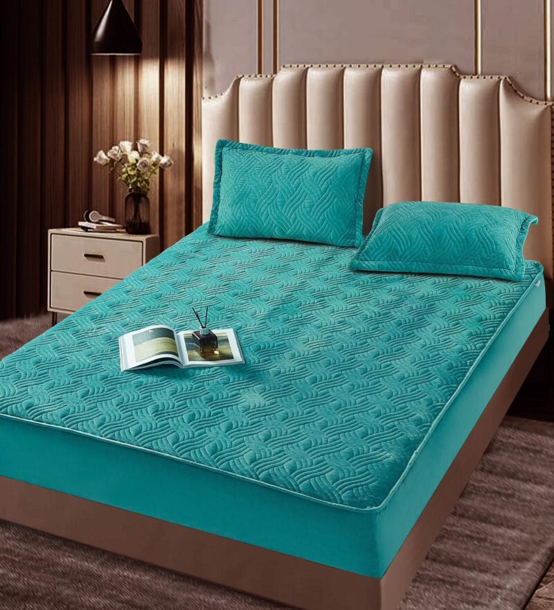 Husa Pat Matlasata cu Elastic, Topper, 180 x 200cm, Turcoaz, J23502
