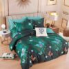 Lenjerie pat single 1 Persoana, 4 PIESE, Bumbac Finet, Fluturi, Verde, J23716