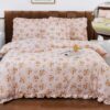 Lenjerie pat, Bumbac Finet, Volanase, 6 Piese, Floricele, Multicolor, P23655-Elastic