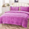 Lenjerie Pat Dublu cu Elastic, Material Pufos Cocolino, 4 Piese, Uni, Mov, P23708-Elastic