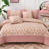 Lenjerie De Lux, Bumbac Finet, 6 Piese, Lalele, Roz, P23737-Elastic