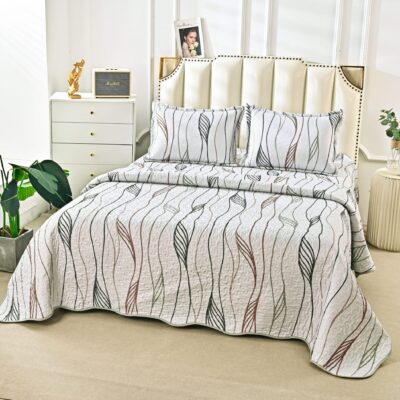 Cuvertura Pentru Pat Dublu, 3 Piese, Linii, Multicolor, P23793