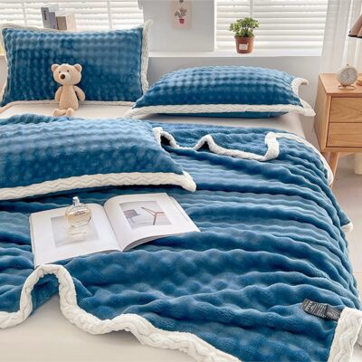 Patura cocolino Premium Cu Fete De Perna, Simpla, Albastru, PT24070