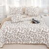 Cuvertura Pentru Pat Dublu, Bumbac Cu IN, 5 Piese, Elegant, Maro/Alb, PT24084