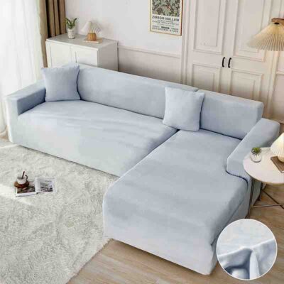 Husa Elastica Coltar, Catifea, 3 locuri + 2 Locuri, UNI, Bleu, J244092