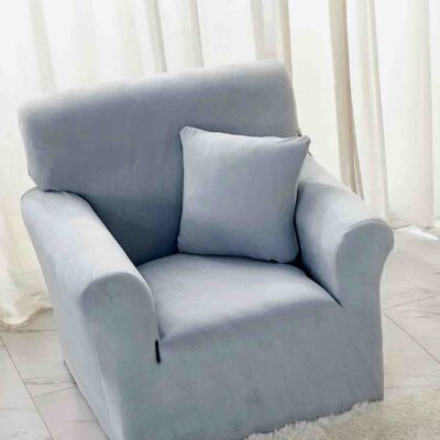 Husa Elastica Catifea, Fotoliu, UNI, Bleu, J244074