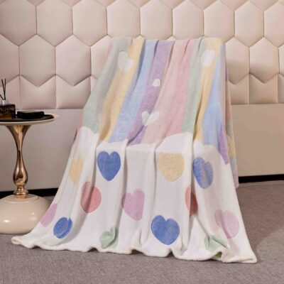 Patura Pufoasa Cocolino, Curcubeu Si Inimioare, Multicolor, 200x230, J244105