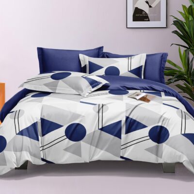 Pachet Promotional, Lenjerie de pat, Bumbac Finet, Forme Geometrice, Bleumarin, HR24283