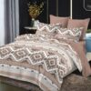 Lenjerie de pat, Bumbac Finet, 6 Piese, Elegant, Maro/Crem, HR24126