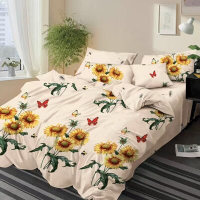 Pachet Promotional, Lenjerie de pat, Bumbac Finet, Floarea Soarelui, Crem, HR24286
