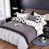Lenjerie de pat, Bumbac Finet, 6 Piese, Triunghiuri Si Cercuri, Gri/Alb, HR24142