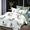 Lenjerie de pat, Bumbac Finet, 6 Piese, Frunze, Verde/Alb, HR24147
