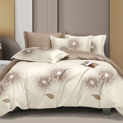 Lenjerie de pat, Bumbac Finet, 6 Piese, Papadie, Crem/Maro, HR24151
