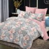 Pachet Promotional, Lenjerie de pat, Bumbac Finet, Floricele, Roz/Gri, HR24296