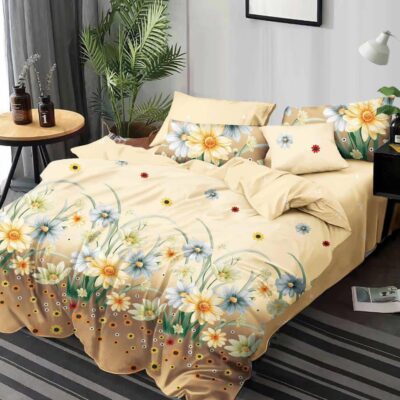 Lenjerie de pat, Bumbac Finet, 6 Piese, Floricele, Multicolor, HR24202