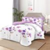 Lenjerie de pat, Bumbac Finet, 6 Piese, Floricele, Alb/Mov, HR24212