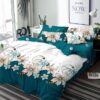 Lenjerie de pat, Bumbac Finet, 6 Piese, Floricele, Alb/Verde, HR24206