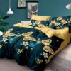 Lenjerie de pat, Bumbac Finet, 6 Piese, Fluturi, Verde/Galben, HR24216
