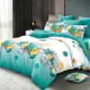 Pachet Promotional, Lenjerie de pat, Bumbac Finet, Floricele, Turcoaz/Alb, HR24324
